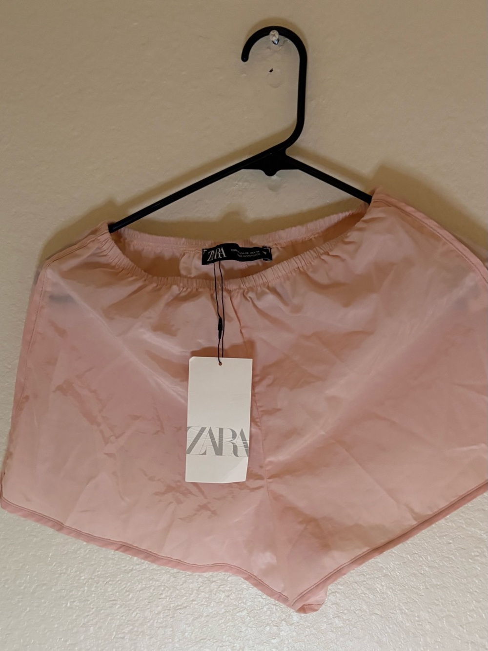 ZARA pastel Pink Satin Shorts Size XS